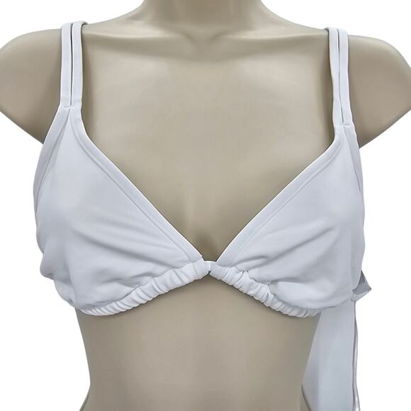 Andie Swim X Demi Moore Womans size M The Cannes Bikini Top White Triangle NEW - Picture 1 of 7